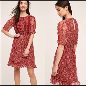 Anthropologie Floreat red ruffle dress